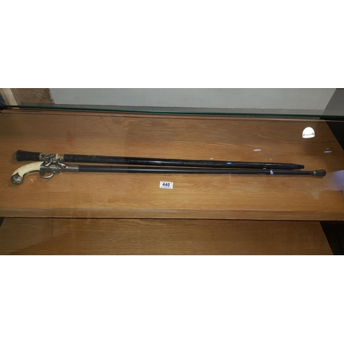 440 - Sword stick and modern gun stick