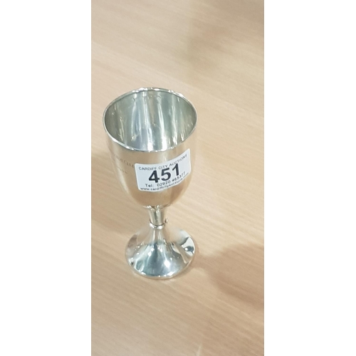 451 - Small silver trophy ( Birmingham hallmarks) in excess of 50 grams