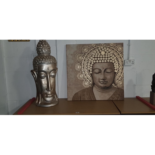 488 - Large Buddha head and Buddha canvas print