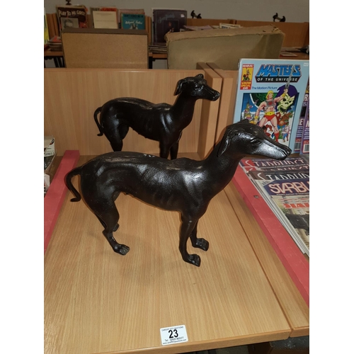 23 - Pair of cast greyhound figures