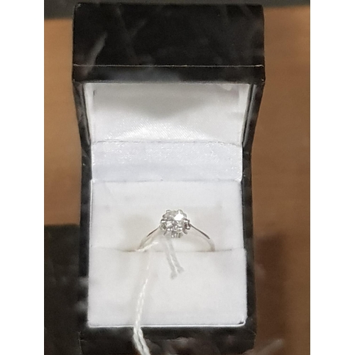 487 - 18k white gold antique single stone diamond ladies ring approx 1ct - Size P
