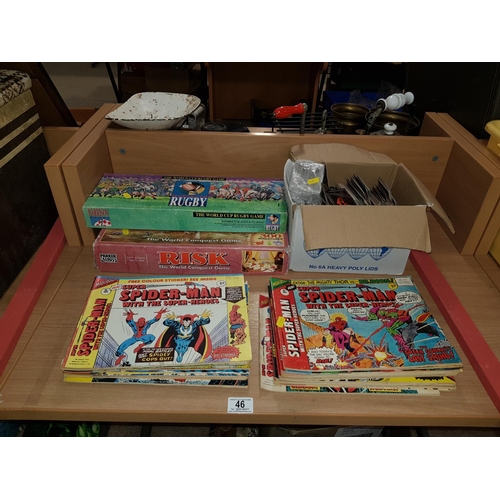 46 - Collection of comic books including Spiderman, board games and rage cards