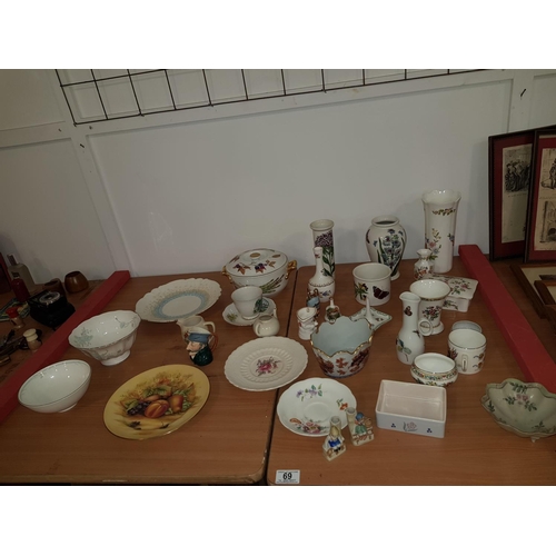 69 - Selection of Aynsley, Royal Worcester, Poole pottery etc.