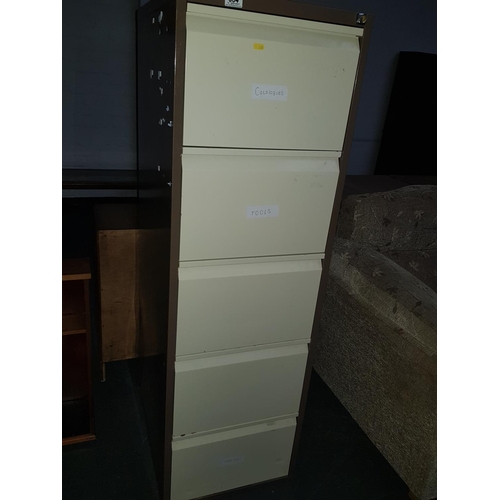 554 - Metal 5 draw filing cabinet