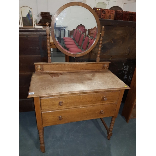 220 - Oak 2 drawer dressing chest