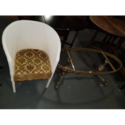 224 - Lloyd loom bedroom chair and brass coffee table base