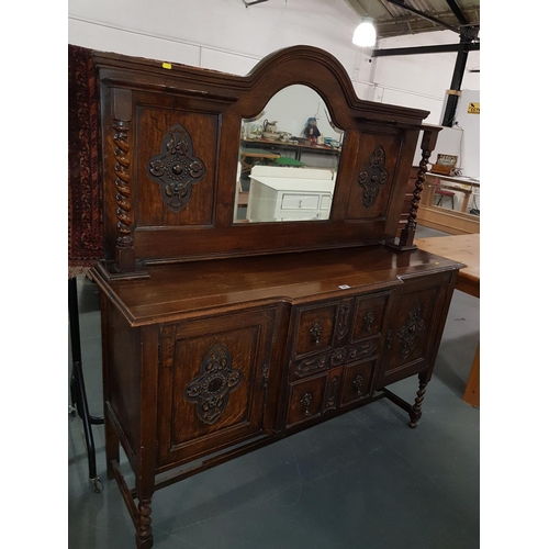 240 - Antique oak sideboard with mirror