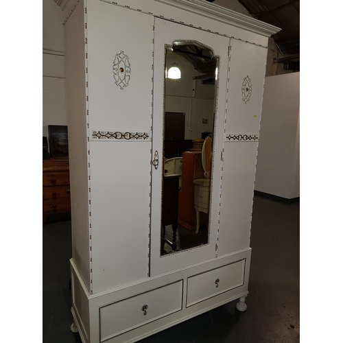 243 - Large vintage 2 draw wardrobe with mirror