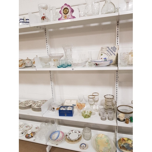 63 - Four shelves of mixed glass and china including Royal Worcester