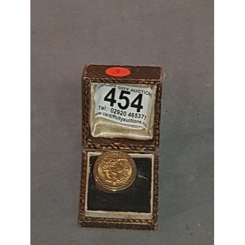 454 - half sovereign in 9k gold ring mount