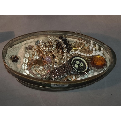 471 - Oval box containing jewellery