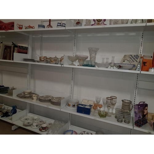 59 - Eight shelves of mixed glass and china including oriental ware