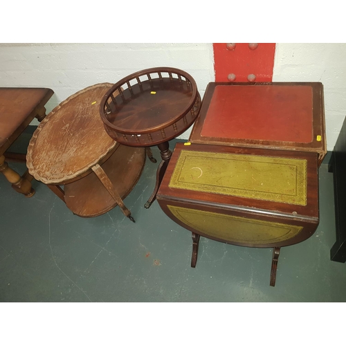 661 - Drinks trolley, galleried side table and 2 others