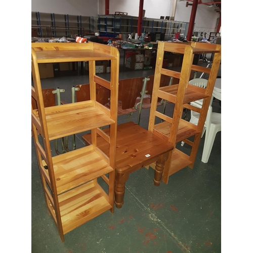 675 - Pine coffee table and shelving units