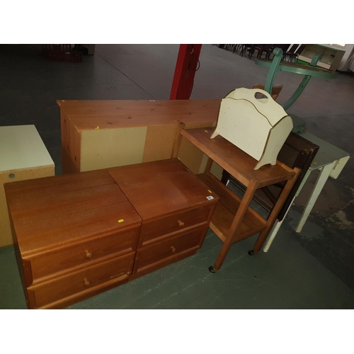 687 - Quantity of furniture including two bedside tables, card table etc