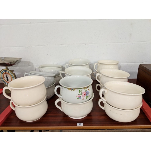 50 - Quantity of vintage chamber pots