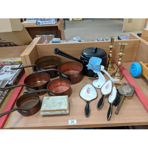 31 - Copper pans and metalware