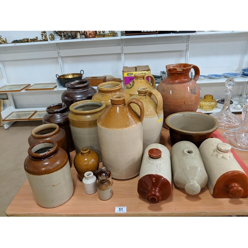 51 - Quantity of stoneware bottles and pots etc.