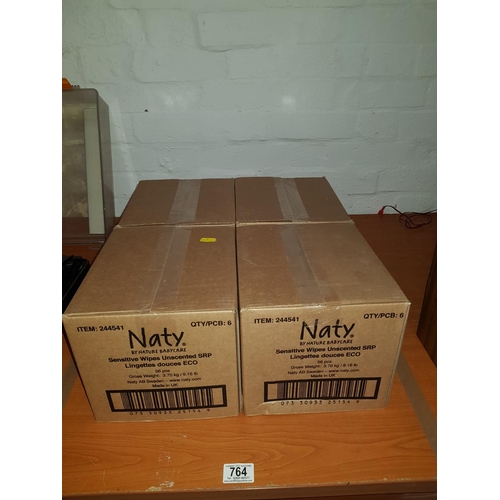 764 - 4 x boxes of Naty handwipes