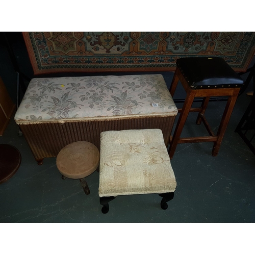 799 - Stools and a lloyd loom style ottoman