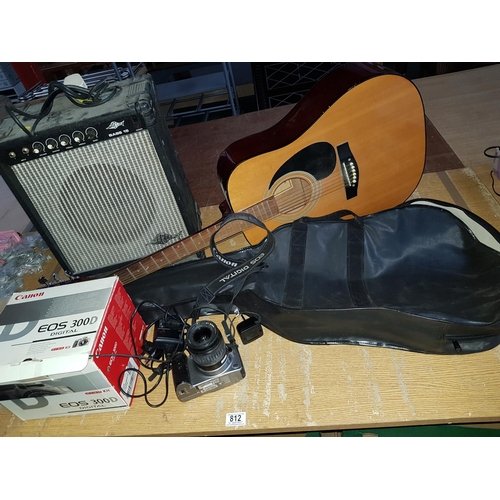 812 - P.A speaker, acoustic guitar, Canon EOS 300D camera