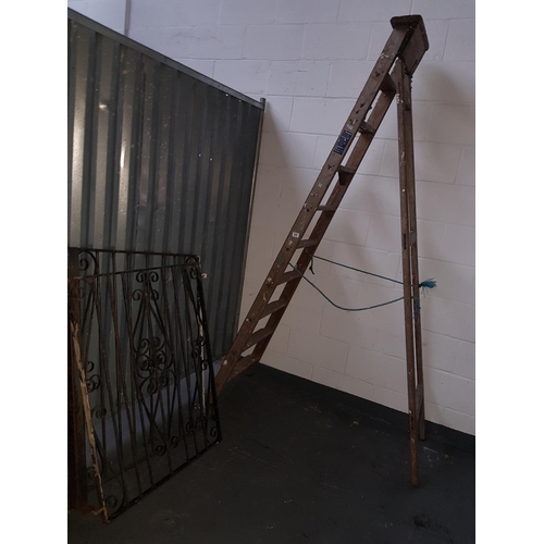 849 - Set of wooden step ladders and metal gates