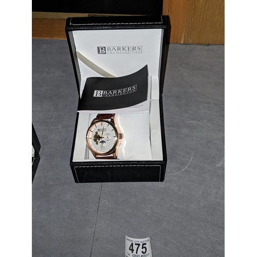 475 - A rose gold limited edition Barkers Of Kensington gentlemans watch