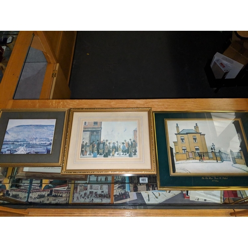 486 - Three L S Lowry framed prints to include The Old House