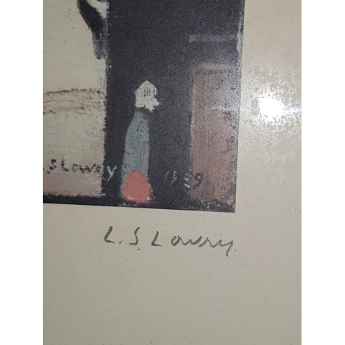 496 - Laurence Stephen Lowry - Mill Scene - pencil signed L.S Lowry , coloured print, 12