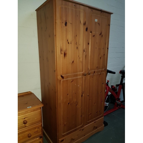 830 - Pine two door wardrobe