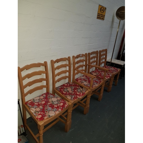 833 - Five ladder back chairs