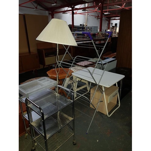847 - A quantity of small furniture to include fold up table, standard lamp etc