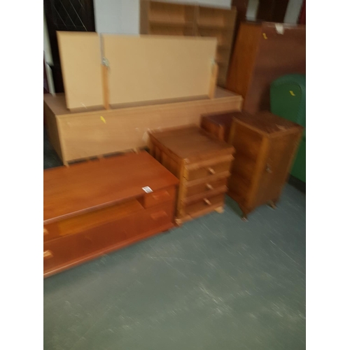 874 - Quantity of furniture to include pine three drawer bedside cabinet