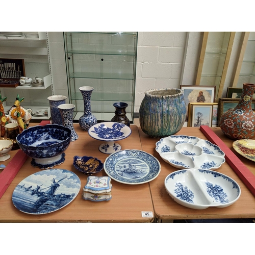 45 - A selection of Blue and White china including Carltonware, Royal Worcester crudite dish etc.