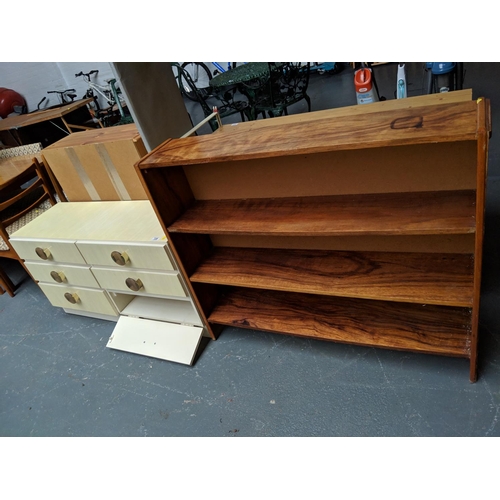 728 - Oak bookcase and 6 drawer chest of drawers