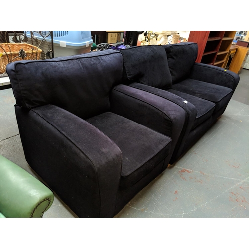 734 - Dark blue 2 seater sofa and armchair