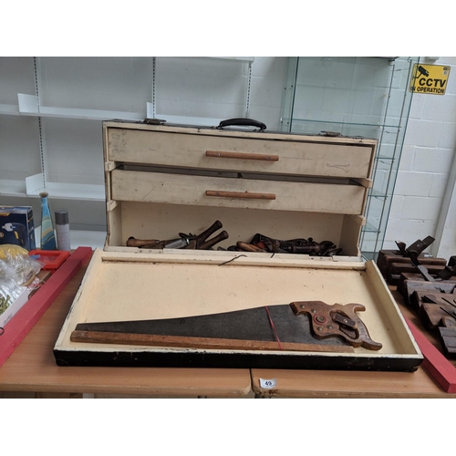 49 - A carpenters box and tools