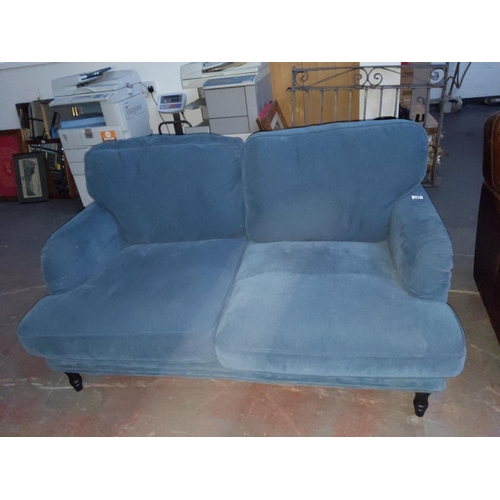 744 - A blue fabric two seater settee