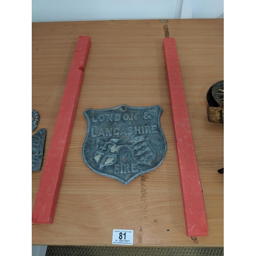 81 - An antique London and Lancashire fire insurance plaque/ fire mark