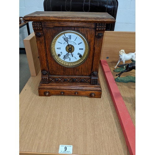 9 - Fattorini & Sons patent automatic alarm mantel clock