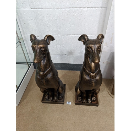 54 - A pair of cast iron large dog figures
