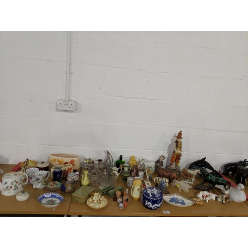 81 - A collection of mixed glass,china and figures etc.