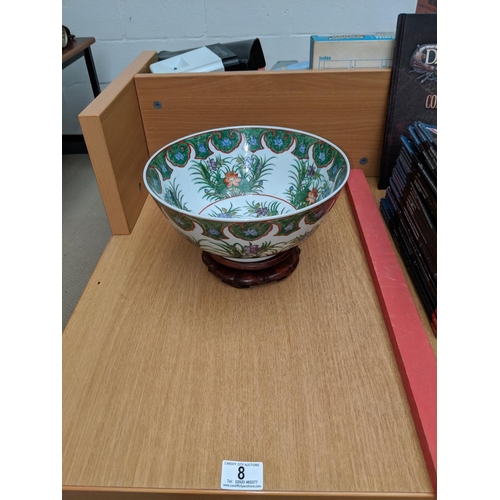 8 - Chinese polychrome bowl on stand