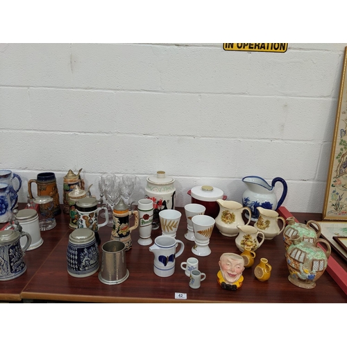 42 - Alfred Meakin jugs, Royal Worcester goblets, steins etc.
