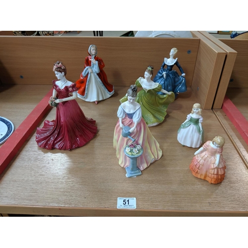 51 - Royal Doulton ladies and a Coalport lady figurine ' Jenny'