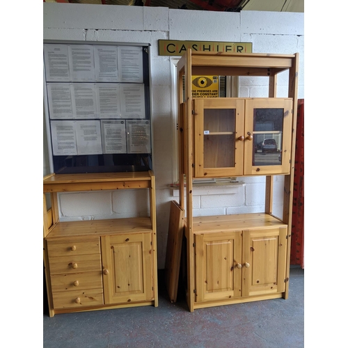 501 - A pair of pine shelving/display units