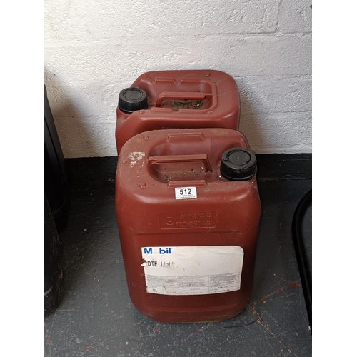 512 - 2 x 20L drums of Mobil DTE tractor oil