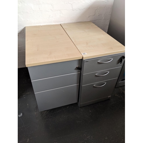 527 - Two low three drawer office cabinets