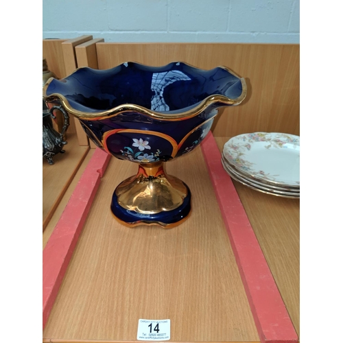 14 - Italian colbalt blue pedestal bowl