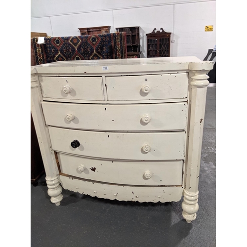 232 - A painted five drawer, Victorian chest of drawers